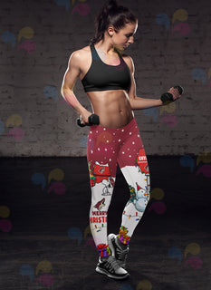 Funny Merry Christmas Arizona Coyotes Leggings