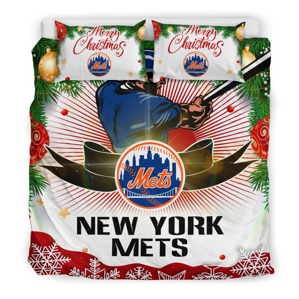 Colorful Gift Shop Merry Christmas New York Mets Bedding Sets