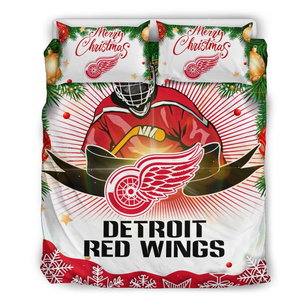 Colorful Gift Shop Merry Christmas Detroit Red Wings Bedding Sets
