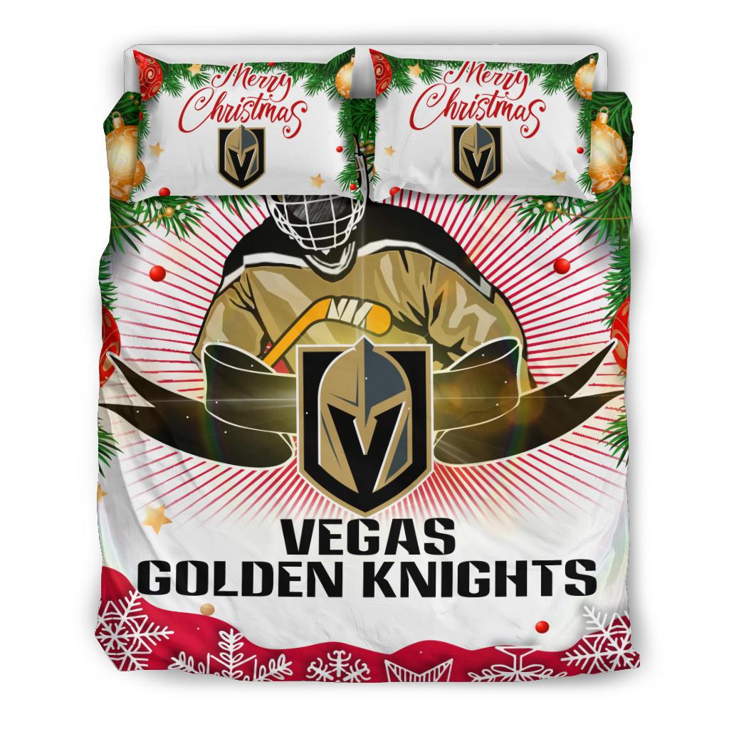 Colorful Gift Shop Merry Christmas Vegas Golden Knights Bedding Sets
