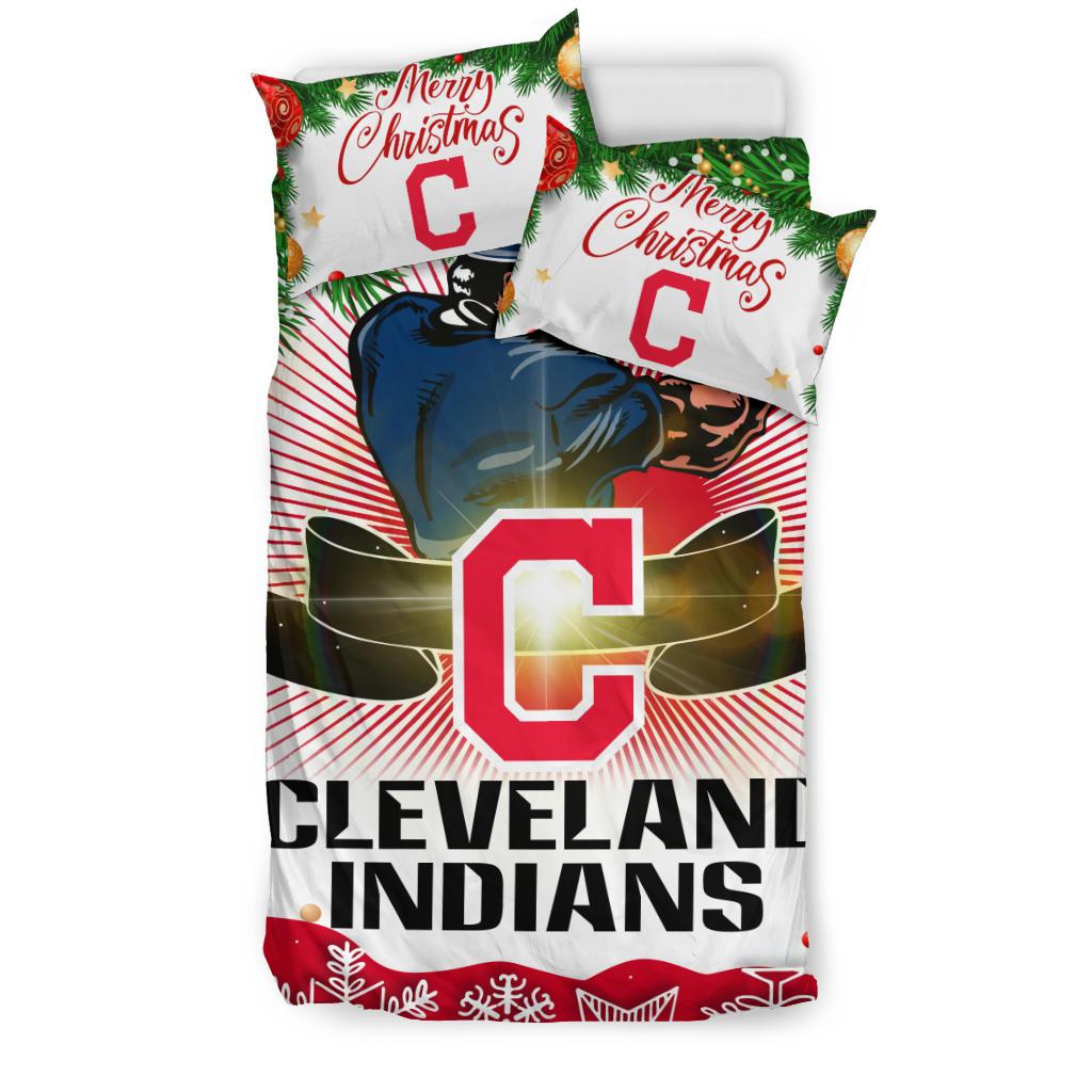 Colorful Gift Shop Merry Christmas Cleveland Indians Bedding Sets