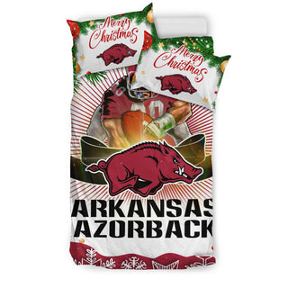 Colorful Gift Shop Merry Christmas Arkansas Razorbacks Bedding Sets