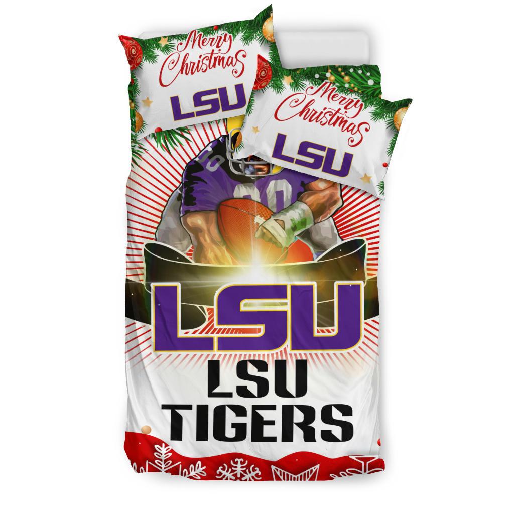 Colorful Gift Shop Merry Christmas LSU Tigers Bedding Sets
