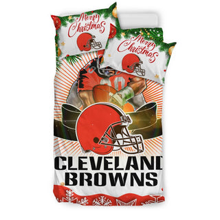 Colorful Gift Shop Merry Christmas Cleveland Browns Bedding Sets