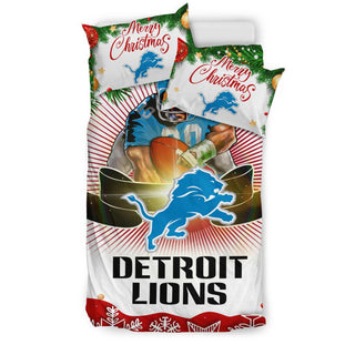 Colorful Gift Shop Merry Christmas Detroit Lions Bedding Sets