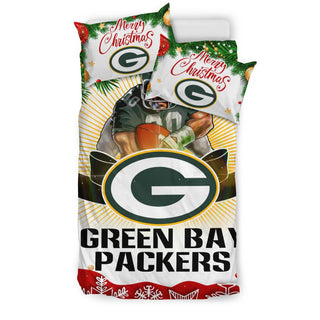 Colorful Gift Shop Merry Christmas Green Bay Packers Bedding Sets
