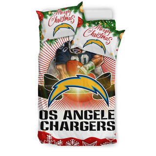 Colorful Gift Shop Merry Christmas Los Angeles Chargers Bedding Sets