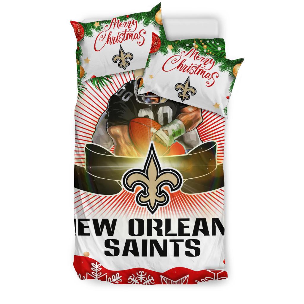 Colorful Gift Shop Merry Christmas New Orleans Saints Bedding Sets