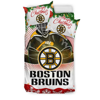Colorful Gift Shop Merry Christmas Boston Bruins Bedding Sets