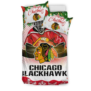 Colorful Gift Shop Merry Christmas Chicago Blackhawks Bedding Sets
