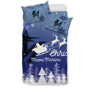 Merry Christmas Gift Miami Marlins Bedding Sets Pro Shop