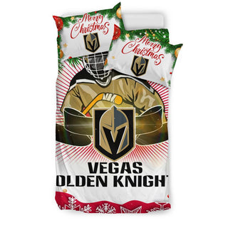 Colorful Gift Shop Merry Christmas Vegas Golden Knights Bedding Sets