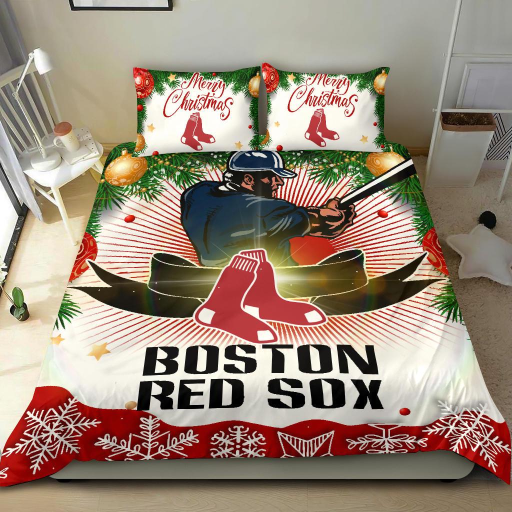 Colorful Gift Shop Merry Christmas Boston Red Sox Bedding Sets