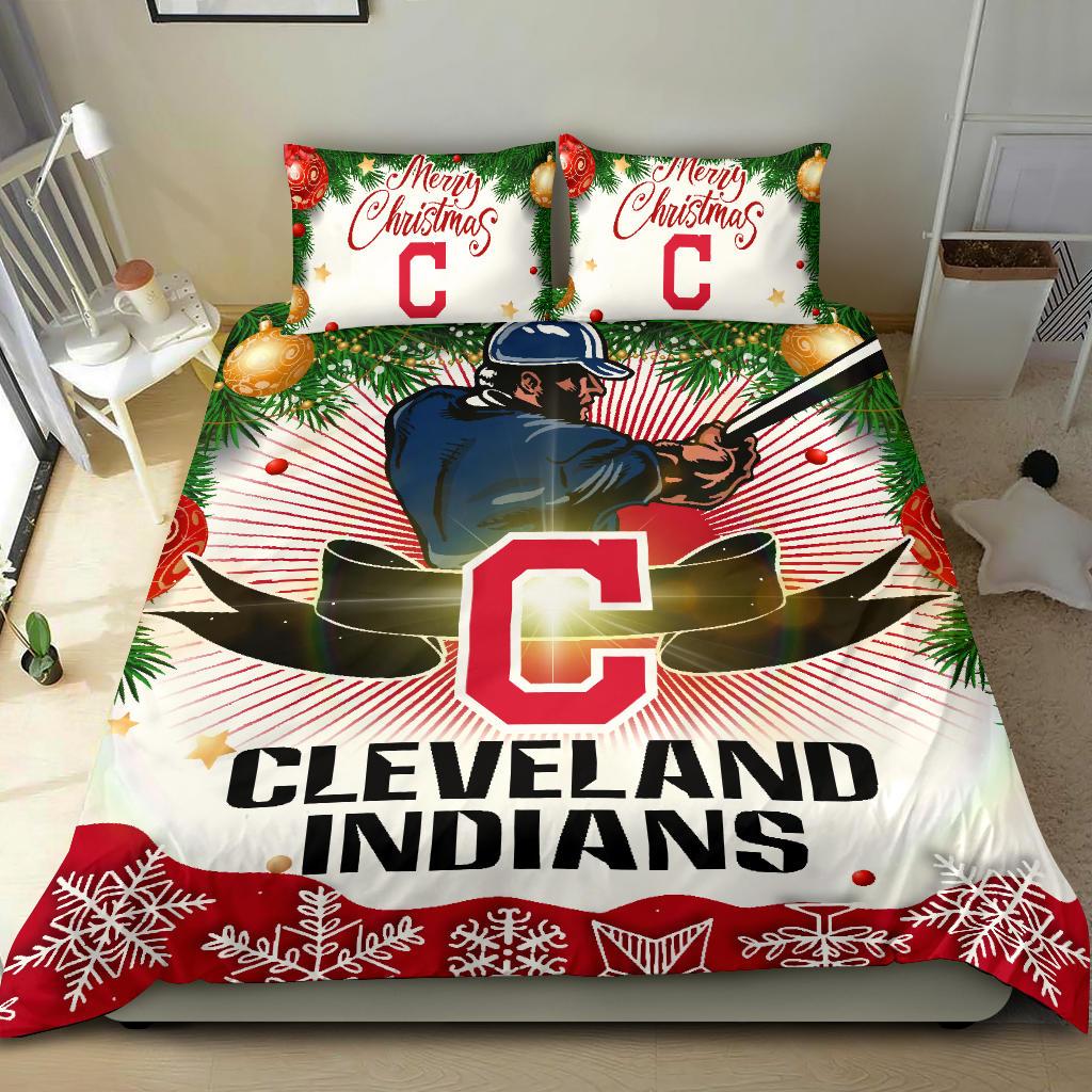 Colorful Gift Shop Merry Christmas Cleveland Indians Bedding Sets