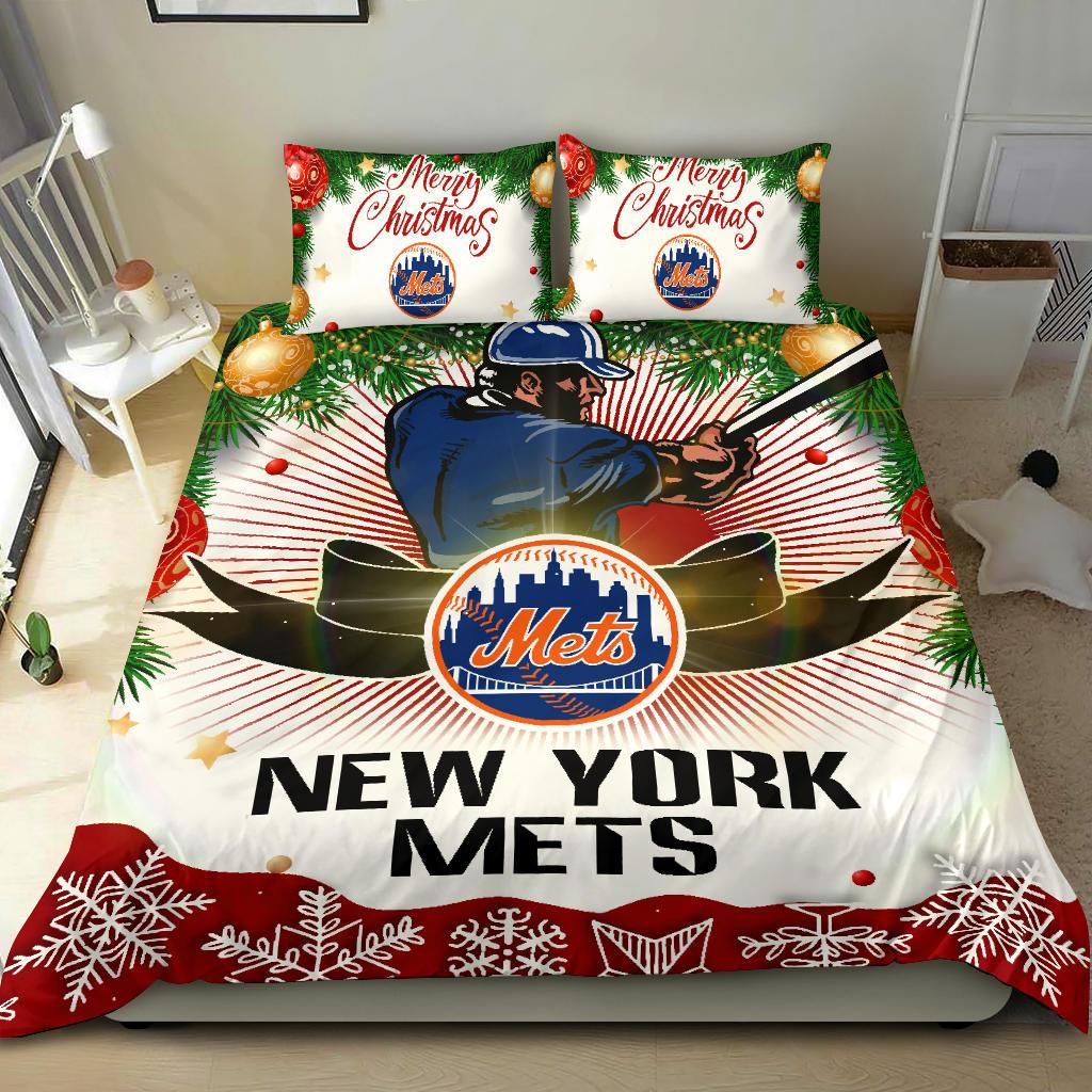 Colorful Gift Shop Merry Christmas New York Mets Bedding Sets