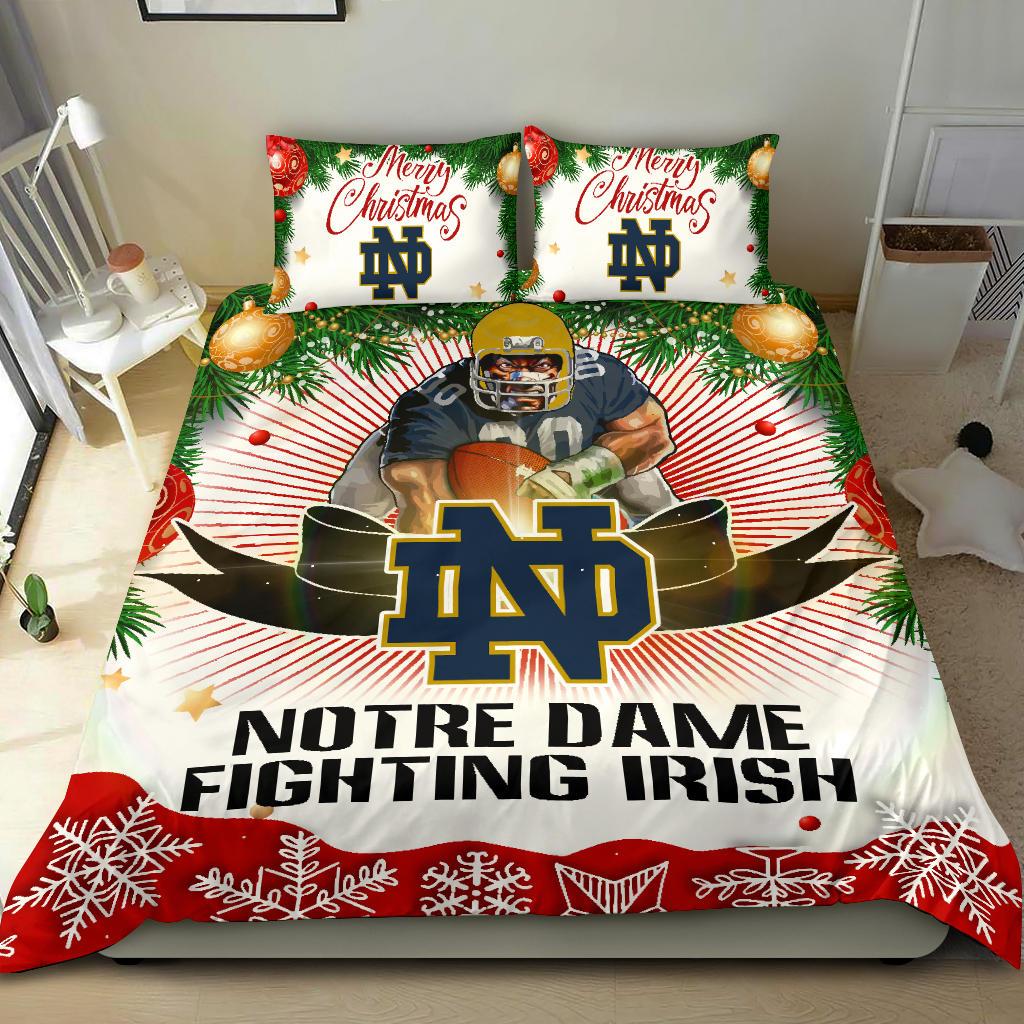 Colorful Gift Shop Merry Christmas Notre Dame Fighting Irish Bedding Sets