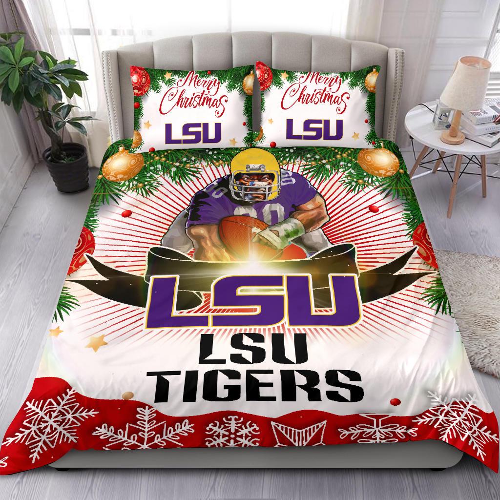 Colorful Gift Shop Merry Christmas LSU Tigers Bedding Sets
