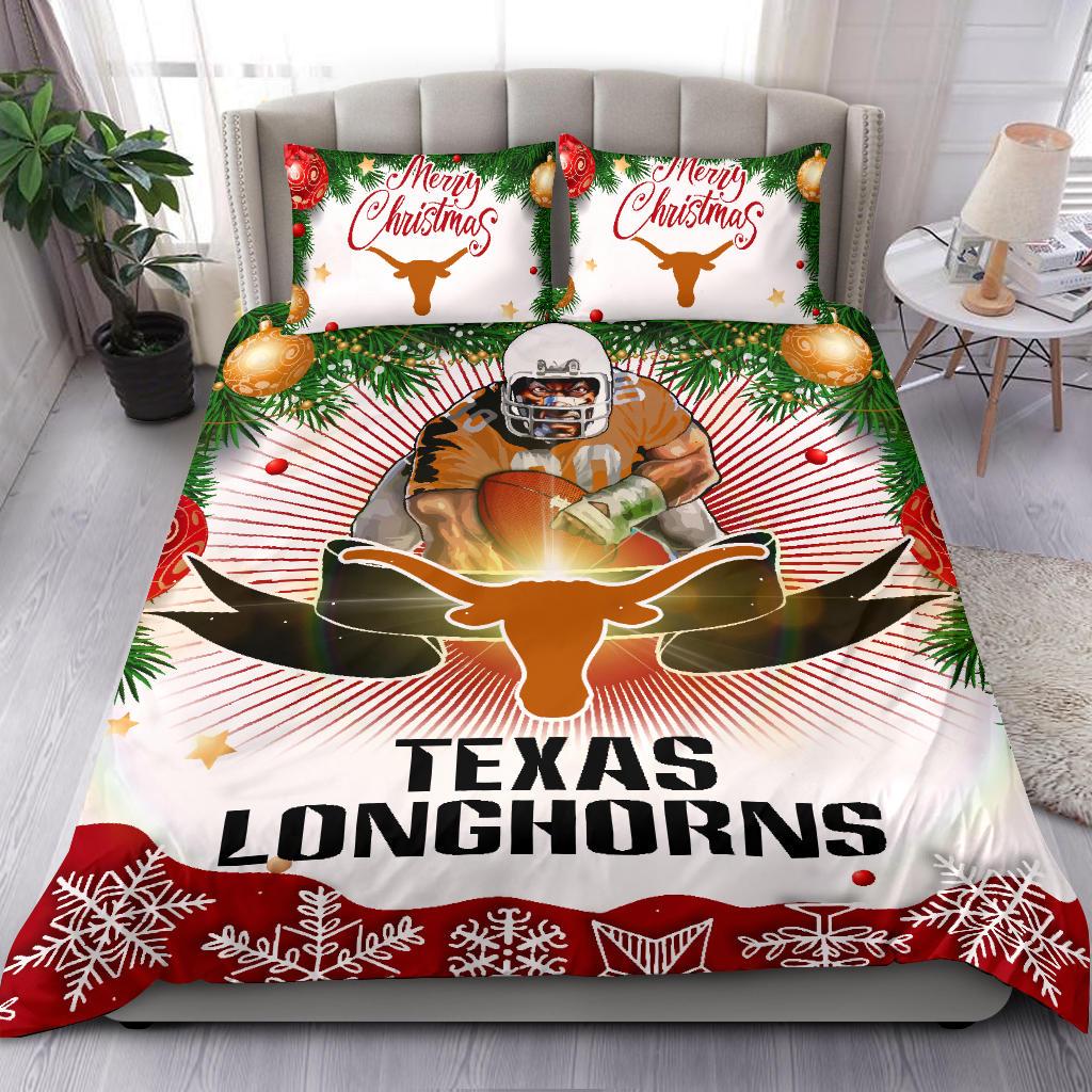 Colorful Gift Shop Merry Christmas Texas Longhorns Bedding Sets