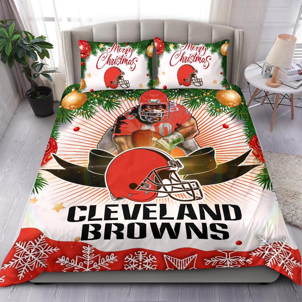 Colorful Gift Shop Merry Christmas Cleveland Browns Bedding Sets