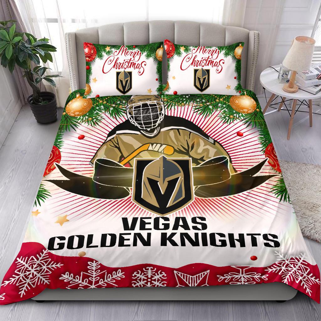 Colorful Gift Shop Merry Christmas Vegas Golden Knights Bedding Sets