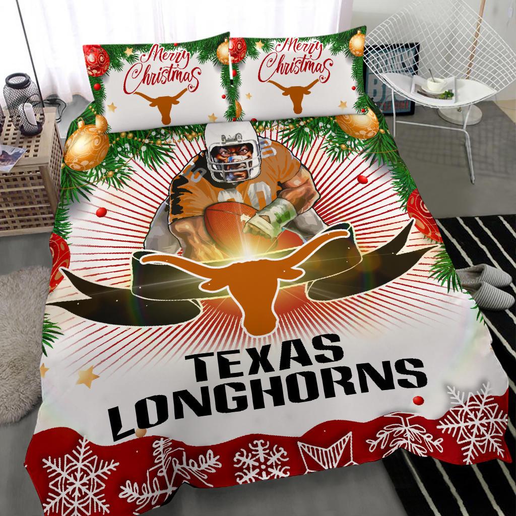 Colorful Gift Shop Merry Christmas Texas Longhorns Bedding Sets