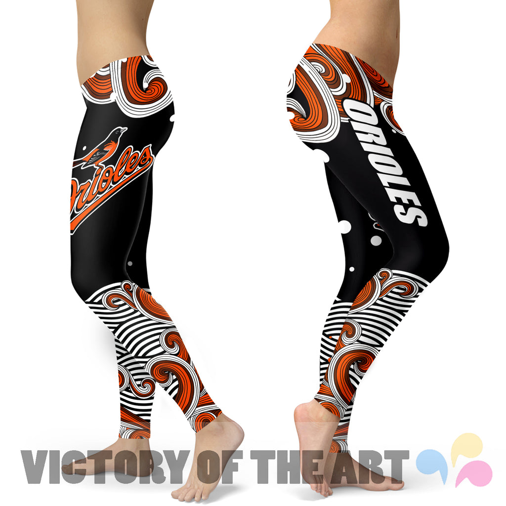 Colorful Summer With Wave Baltimore Orioles Leggings