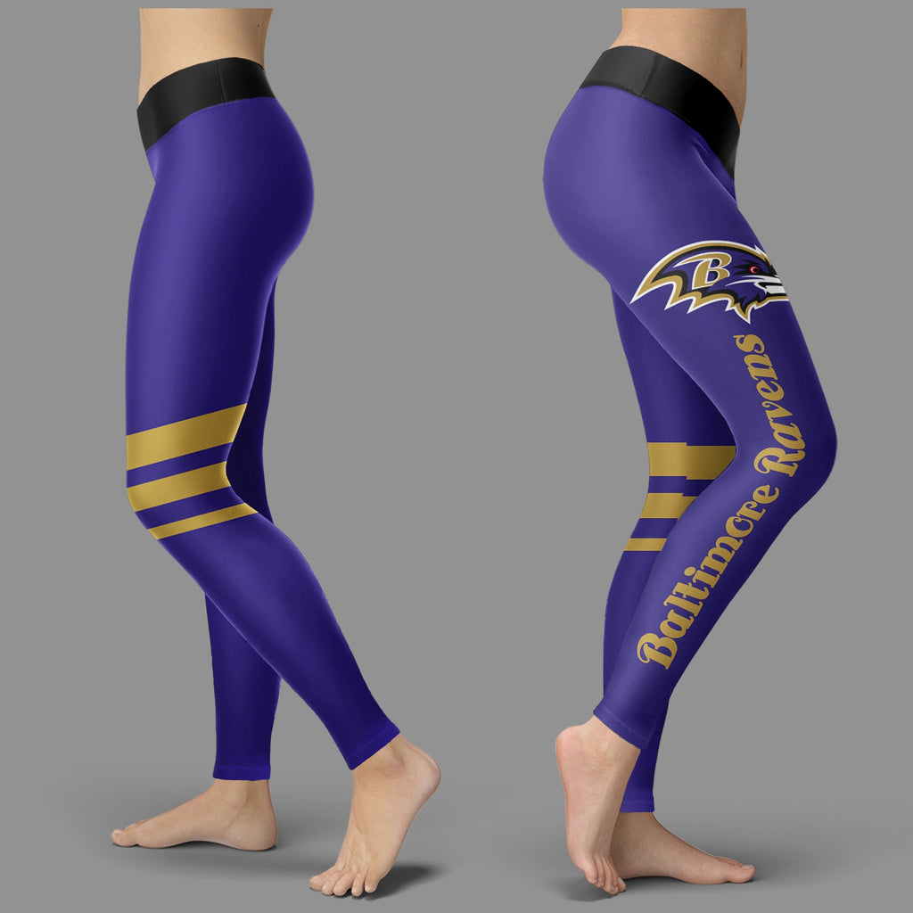 Through Logo Spread Body Striped Circle Baltimore Ravens Leggings