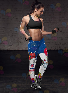 Funny Merry Christmas Chicago Cubs Leggings