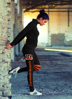 Through Logo Spread Body Striped Circle Cincinnati Bengals Leggings