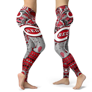 Boho Cincinnati Reds Leggings With Fantastic Art