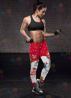 Funny Merry Christmas Cincinnati Reds Leggings