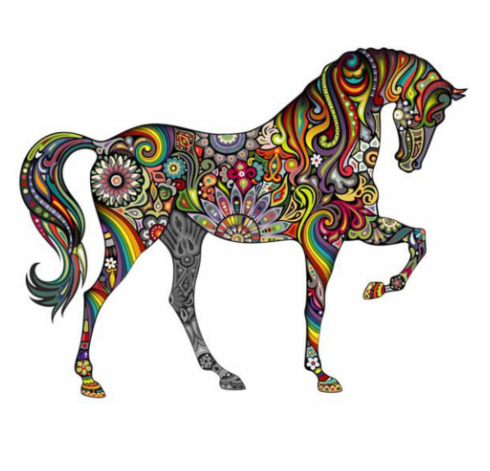 Colorful Flower Pattern Horse Wall Stickers