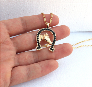 Crystal Horseshoe Horse Head Cute Necklaces