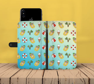 Pineapple Pool Float Beach Pattern Chihuahua Wallet Phone Cases