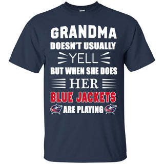 Cool Grandma Doesn't Usually Yell She Does Her Columbus Blue Jackets Tshirt
