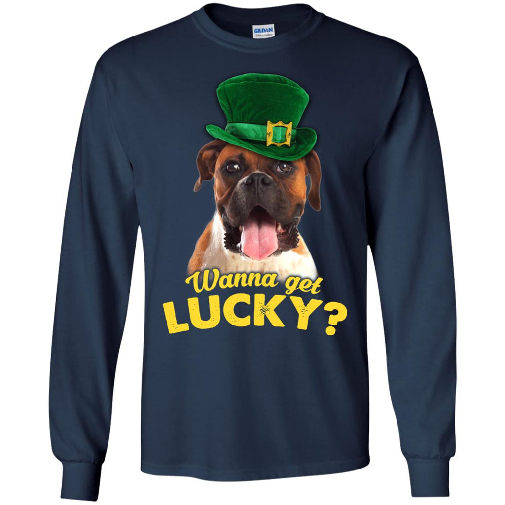 Funny Boxer T Shirt Wanna Get Lucky For St. Patrick's Day Gift