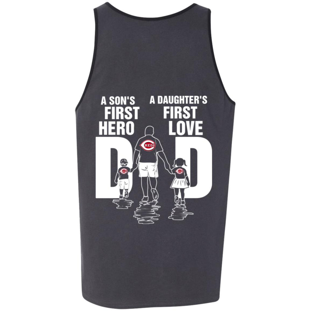 Son Is First Hero And Daughter Is First Love Cincinnati Reds Dad Tshirt