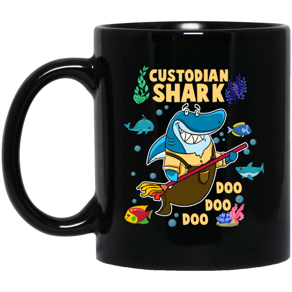 Custodian Shark Doo Doo Doo Mugs
