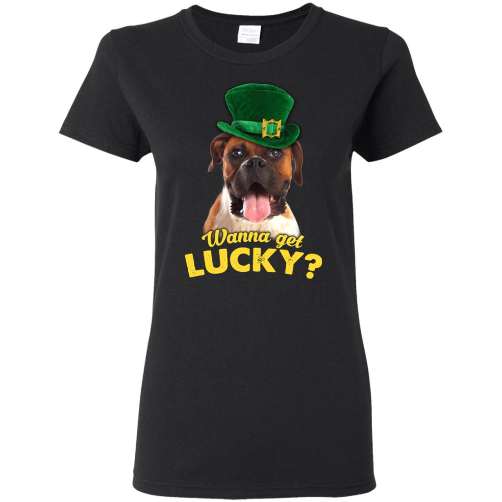 Funny Boxer T Shirt Wanna Get Lucky For St. Patrick's Day Gift