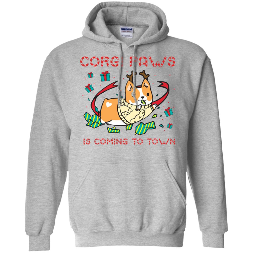 White Corgi Paws Is Coming To Town Shirt Cute Christmas Tee Shirt