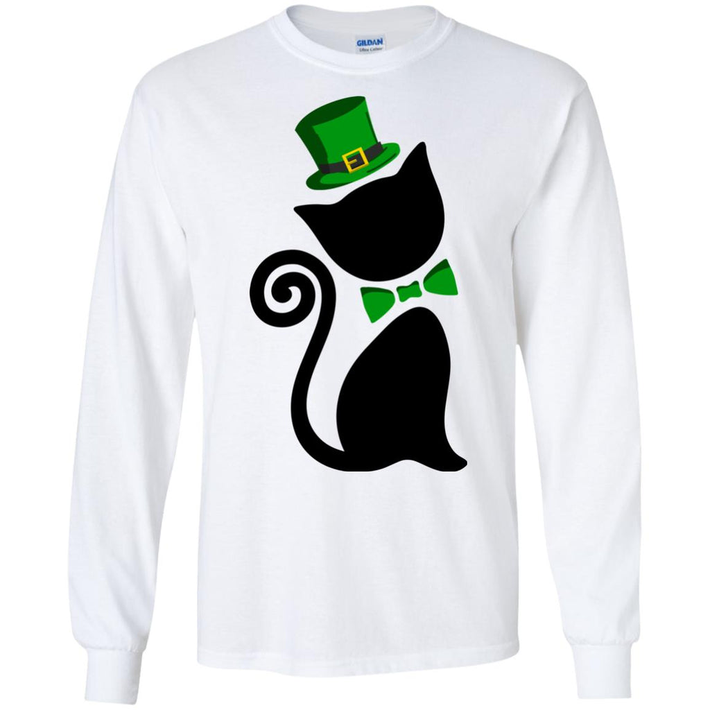 Funny Cat Tee Shirt White Lucky For St. Patrick's Day Kitten Gift