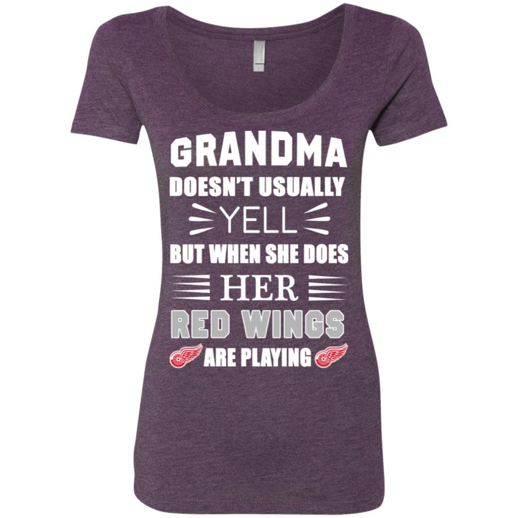 Grandma Doesn't Usually Yell She Does Her Detroit Red Wings Tshirt