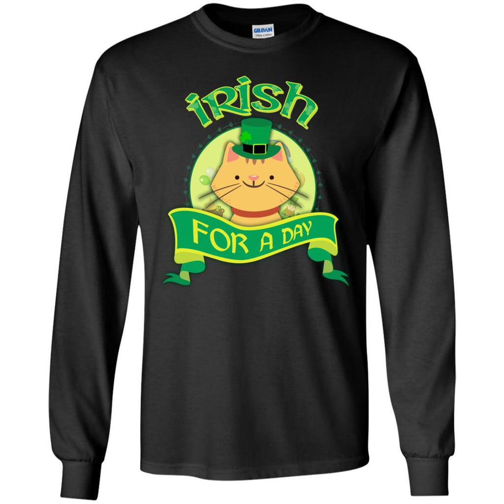 Funny Cat Tee Shirt Irish For A Day For St. Patrick's Day Kitten Gift