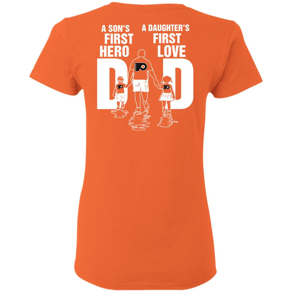 Son Is First Hero Daughter Is First Love Philadelphia Flyers Dad Tshirt
