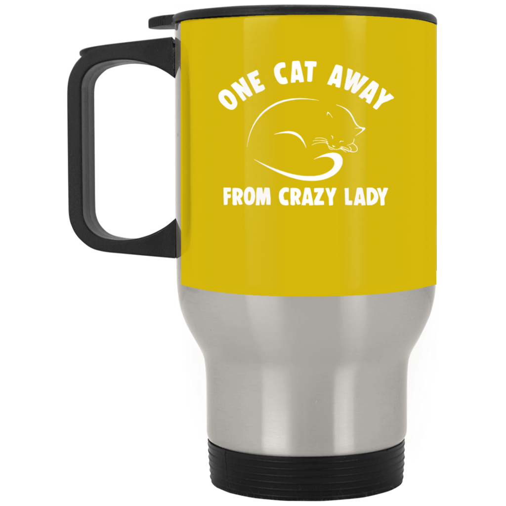 One Cat Away From Crazy Lady Cat Mugs