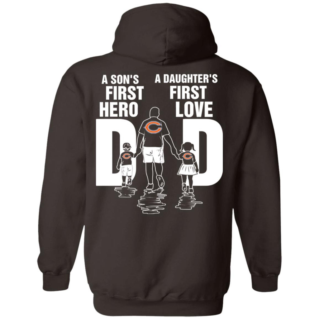 Son Is First Hero Daughter Is First Love Chicago Bears Dad Tshirt