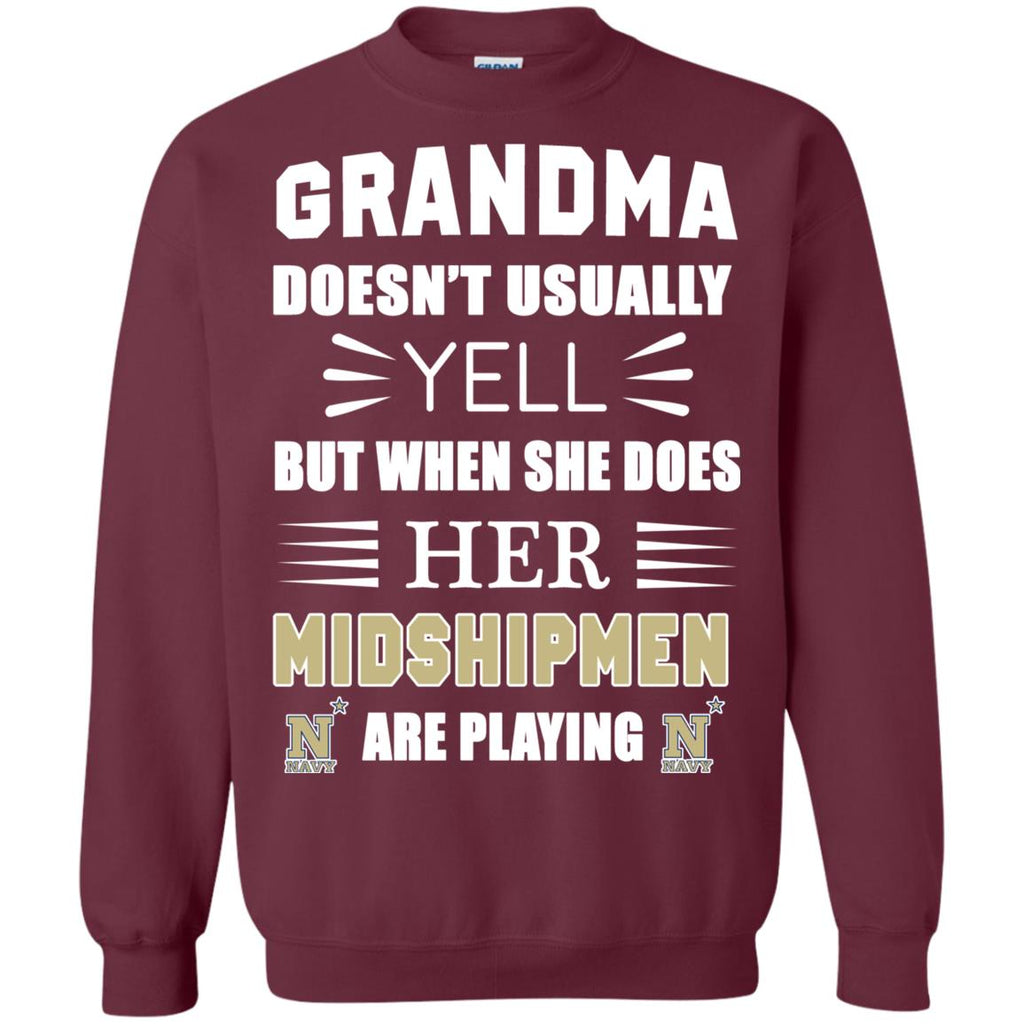 Grandma Doesn't Usually Yell She Does Her Navy Midshipmen Tshirt