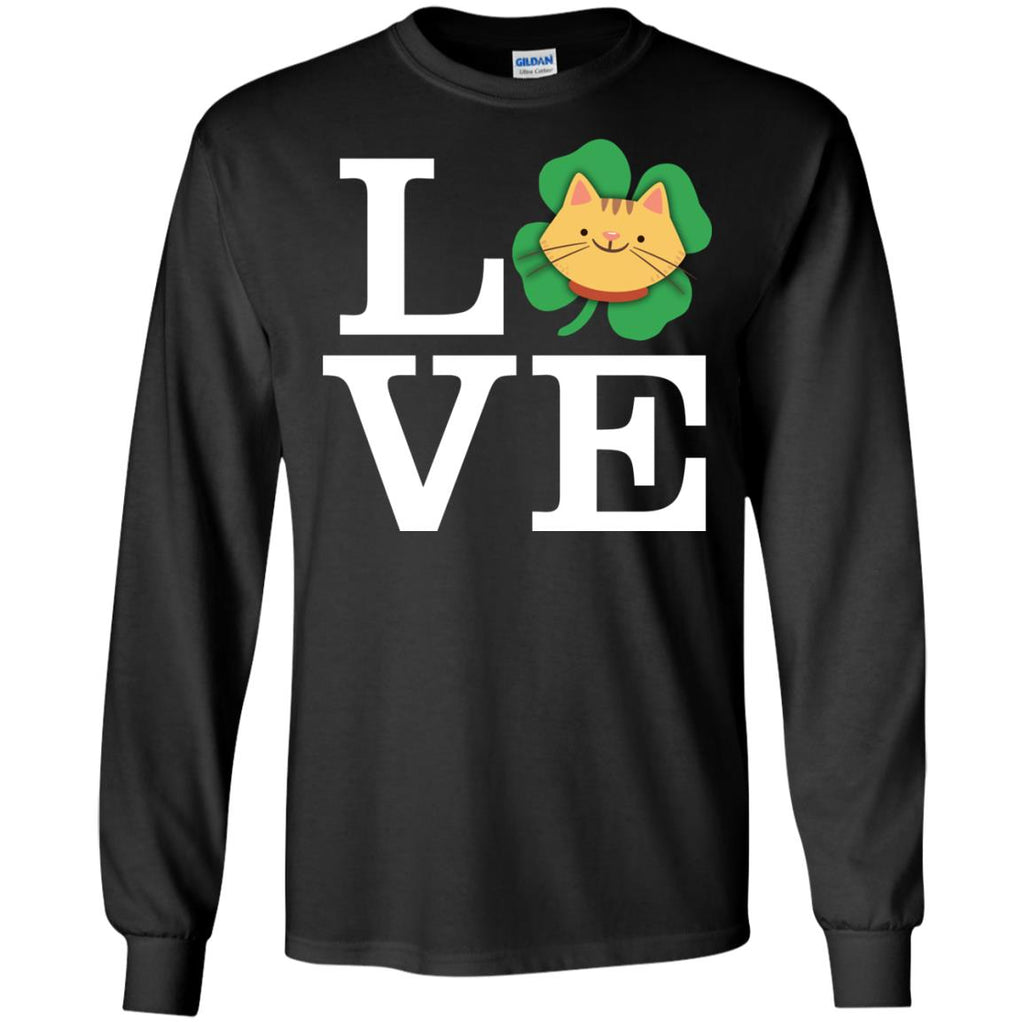 Funny Cat Tee Shirt Love Animals For St. Patrick's Day Kitten Gift