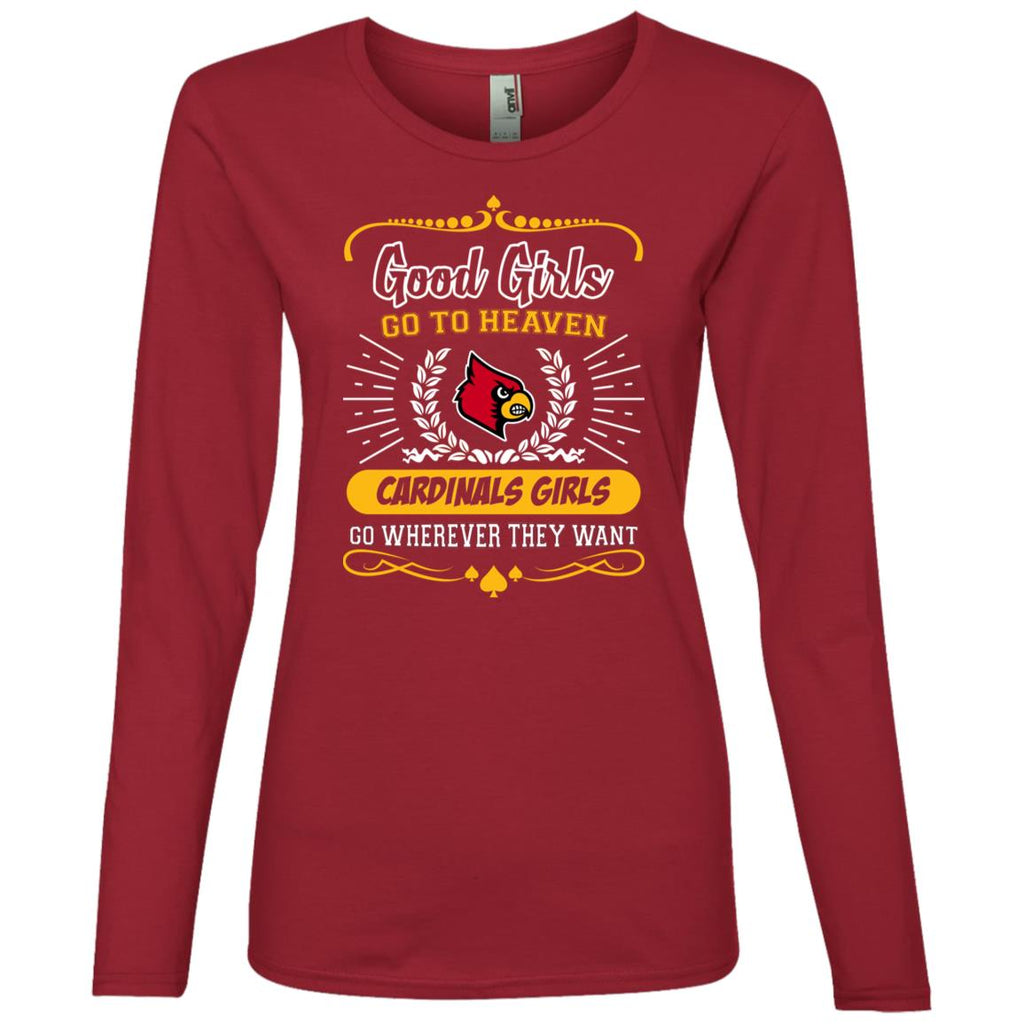 Good Girls Go To Heaven Louisville Cardinals Girls Tshirt For Fans
