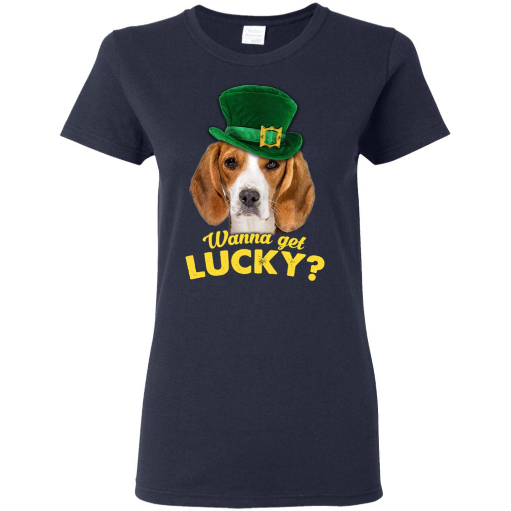 Funny Beagle Tee Shirt Wanna Get Lucky As St. Patrick's Day Gifts